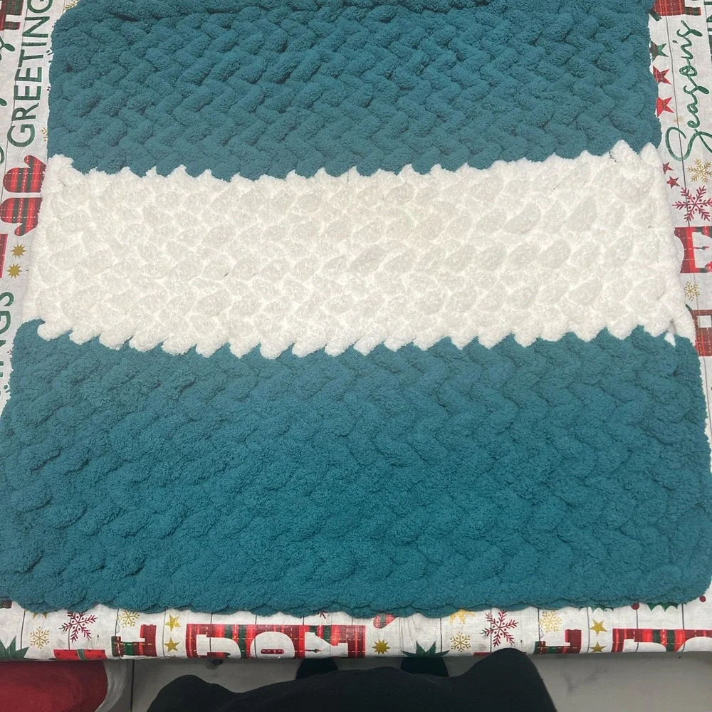 Cozy Teal and White Holiday Pet Bed